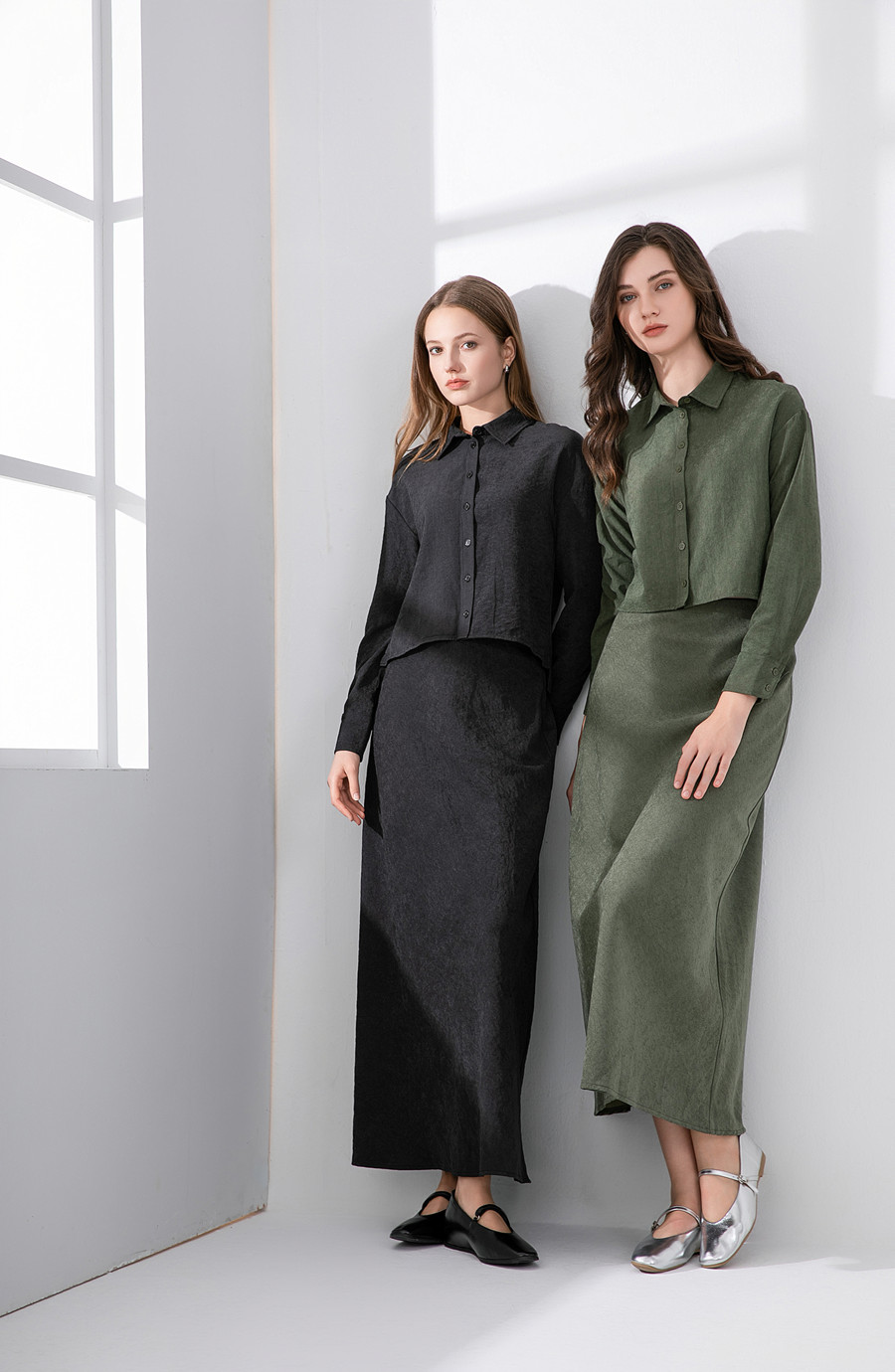 AS 2024 nieuwe cupro stof dameskleding shirt + rokken sets taille heeft stretch (verzonden binnen 1 dag)