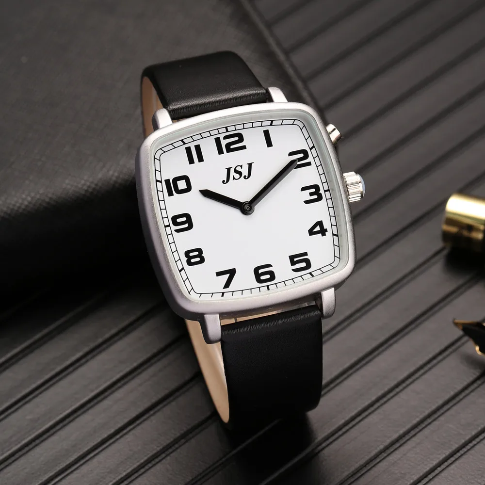 Platz Englisch Sprechen Uhr mit Alarm, Reden Datum und Zeit, Weißes Zifferblatt, Expansion Band TESW-1703