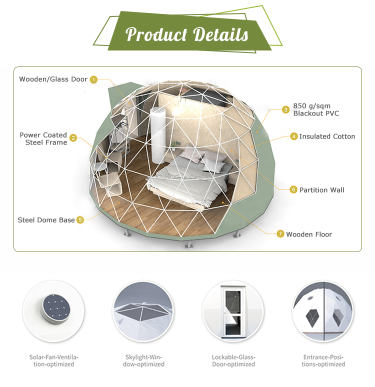 Glamping Dome geodésico especializado de una sola pieza de algodón forro térmico algodón 8mm/12mm papel de aluminio rompecabezas forro térmico