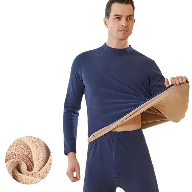 Nowa zimowa bielizna termiczna męska Mock-neck pierwsza warstwa 2 sztuki pod majtki i podkoszulki utrzymuj ciepłą odzież elastyczna L-4XL