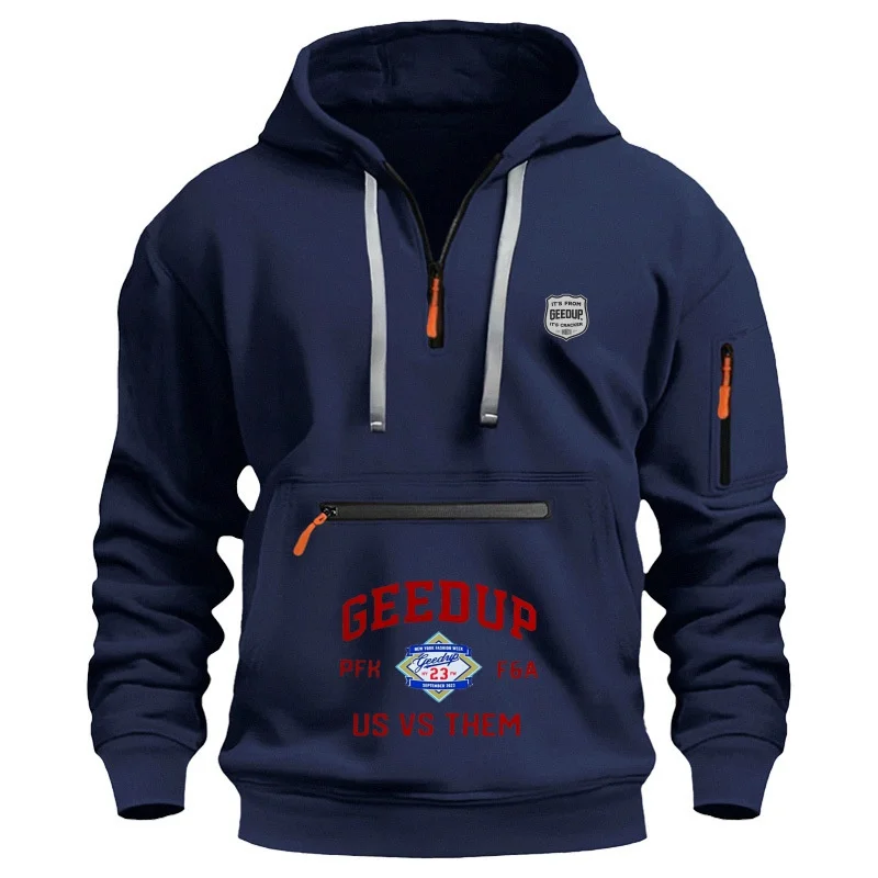 Sudadera con capucha informal para hombre, sudadera deportiva holgada de manga larga de talla grande con cremallera y múltiples bolsillos, color sólido, nueva moda, otoño e invierno
