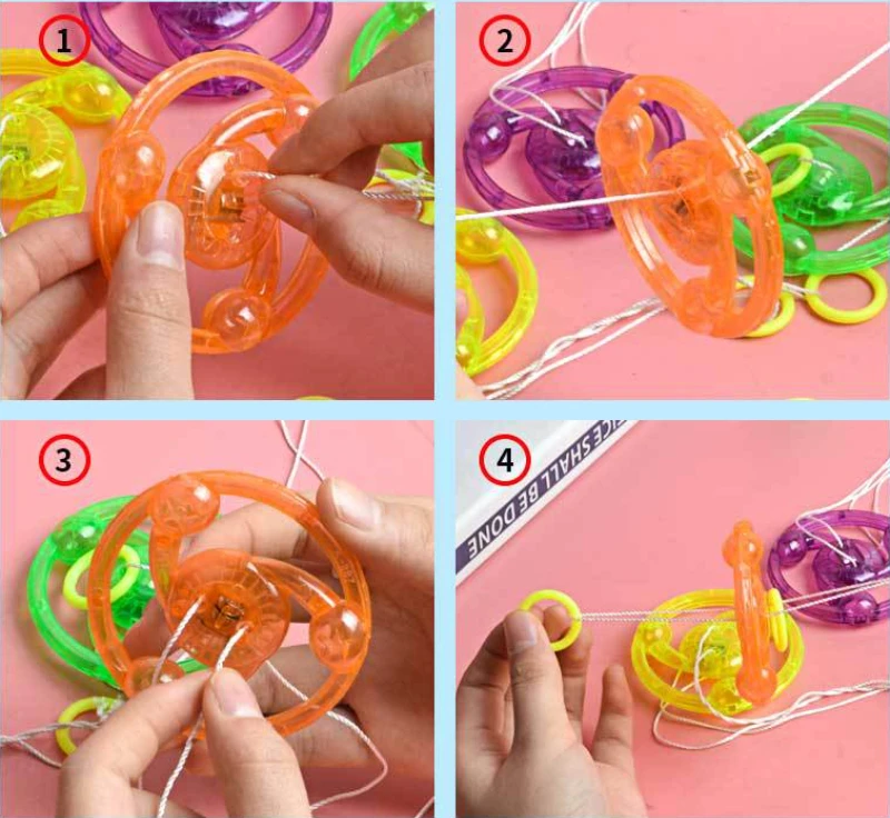 3/6/9 pièces nouveau lumineux main tirer lumineux clignotant corde volant jouet lumière LED jouet nouveauté enfants volant Flash Gyro cadeau jouets