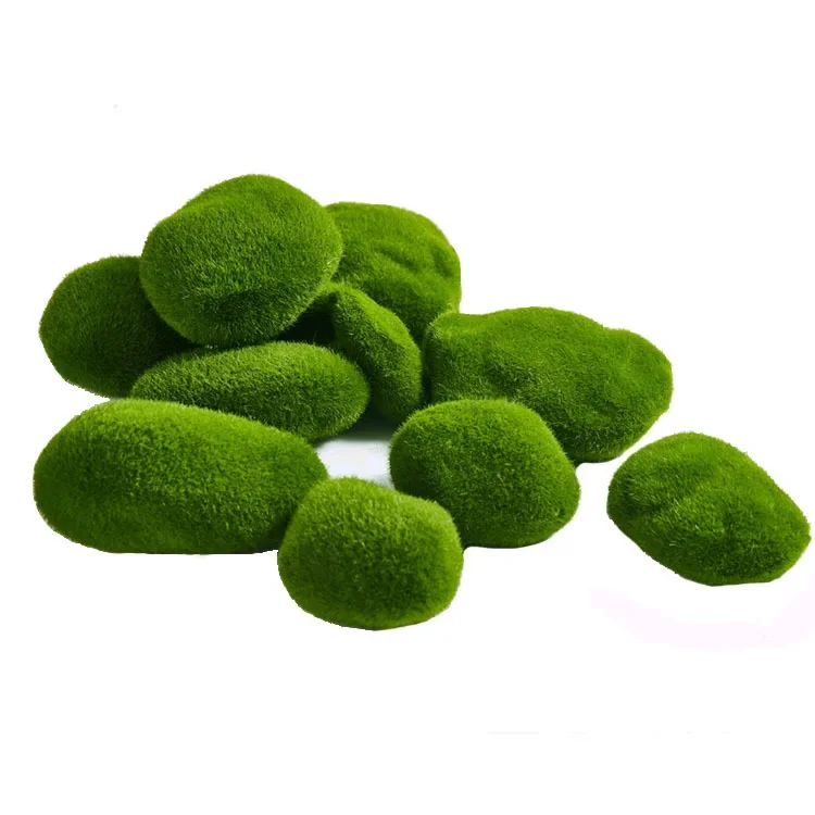 10Pcs Artificial Green Moss Plants Simulated Moss Stone Creative Home Garden Lawn Floor Ornament Landscape Bonsai Decoration