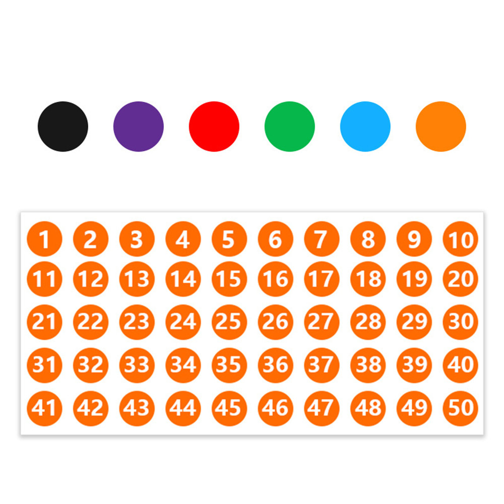 Labels Number Stickers 1-50 Number Stickers Consecutive Number Stickers Self-Adhesive Decal Waterproof Storage Classification