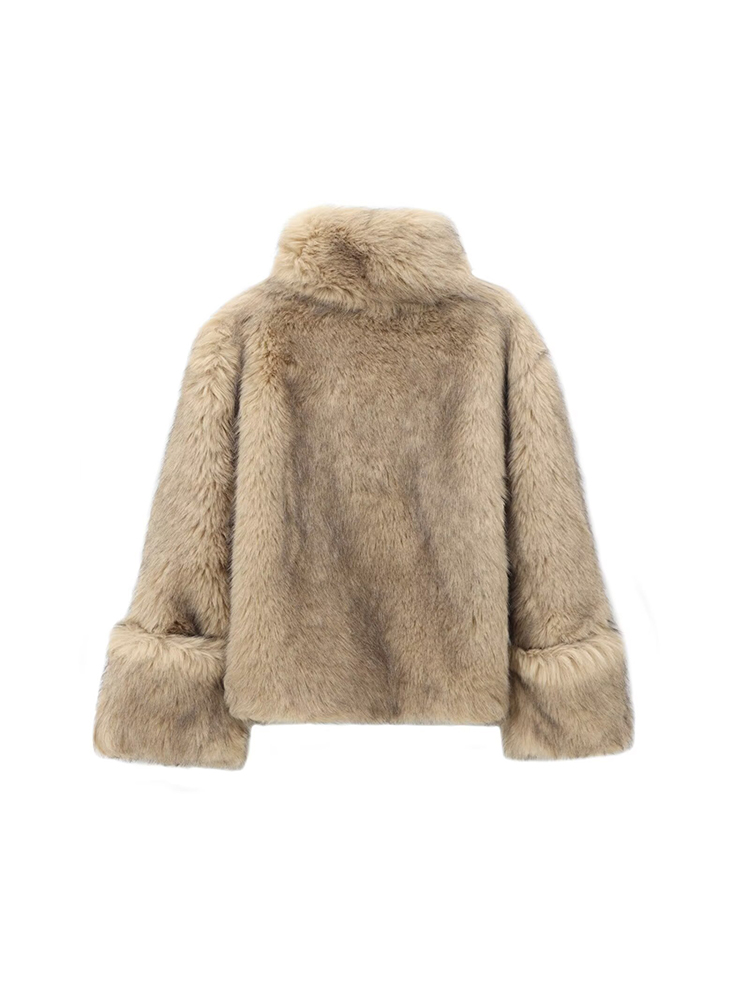 Estilo europeu e americano feminino outono e inverno nova moda all-match efeito de pele artificial moletom