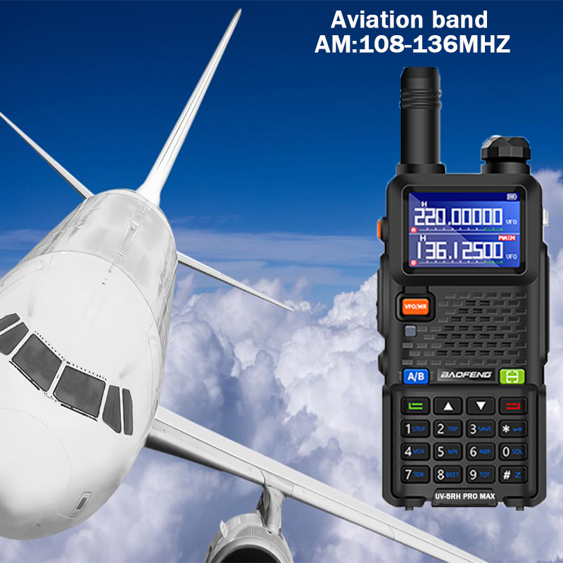 UV-5RH Pro Max Air Band 14.5W 3800mAh AM FM Radio Six Band 65-520MHz UV-5RM Walkie Talkie USB C Frequency Copy Update UV-5RH Pro