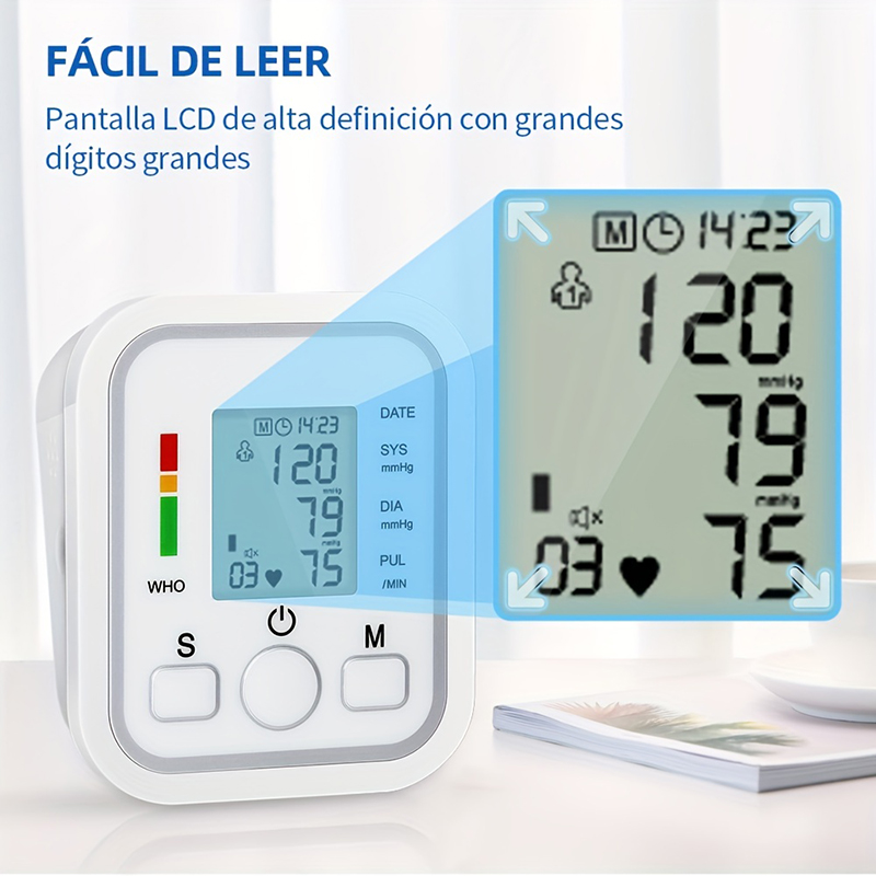 Monitor de pressão arterial de braço médico, esfigmomanômetro de reprodução para idosos, medição precisa, tensiímetros digitais