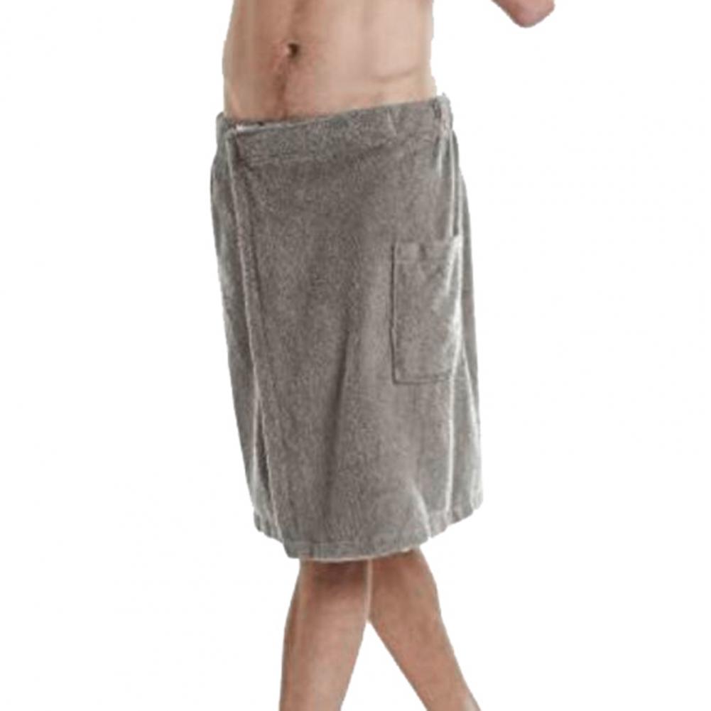 Roupão de banho masculino meio corpo, toalha de banho ajustável com cintura elástica, camisola, roupa de casa com bolso para esportes ao ar livre