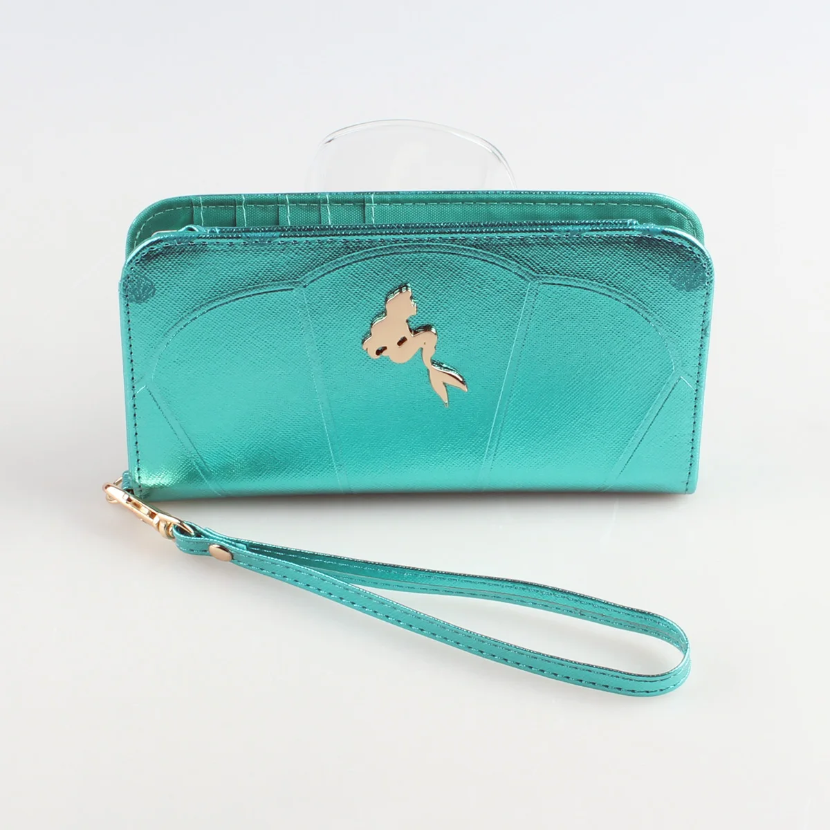 Pochette longue style sirène verte classique, porte-monnaie minimaliste de grande capacité, sac à poignet, sac pour téléphone portable