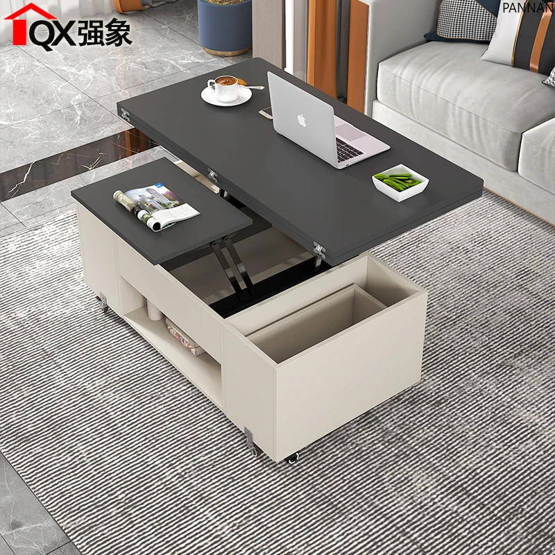 Meja Kopi Lipat Pengangkat Meja Makan Kabinet Samping Ponsel Multifungsi Modern Mewah Ringan Fungsi Ganda