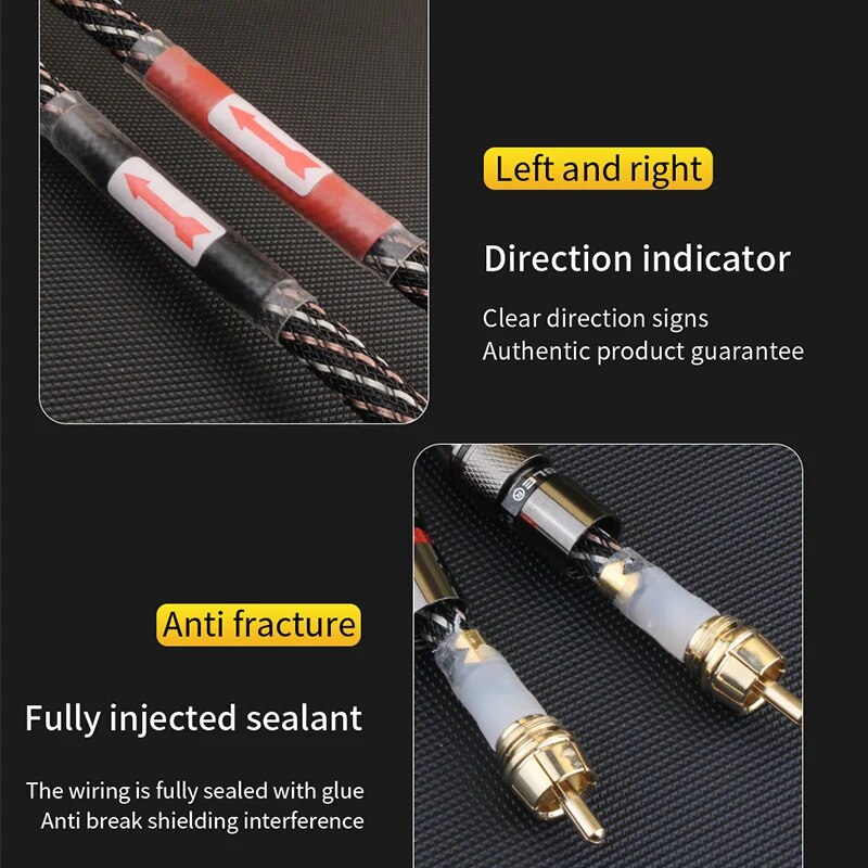 Yyaudiohifi cabo de áudio rca estéreo 6n ofc macho para macho 2rca para 2rca cabo de áudio com conector banhado a ouro para amplificador de cd