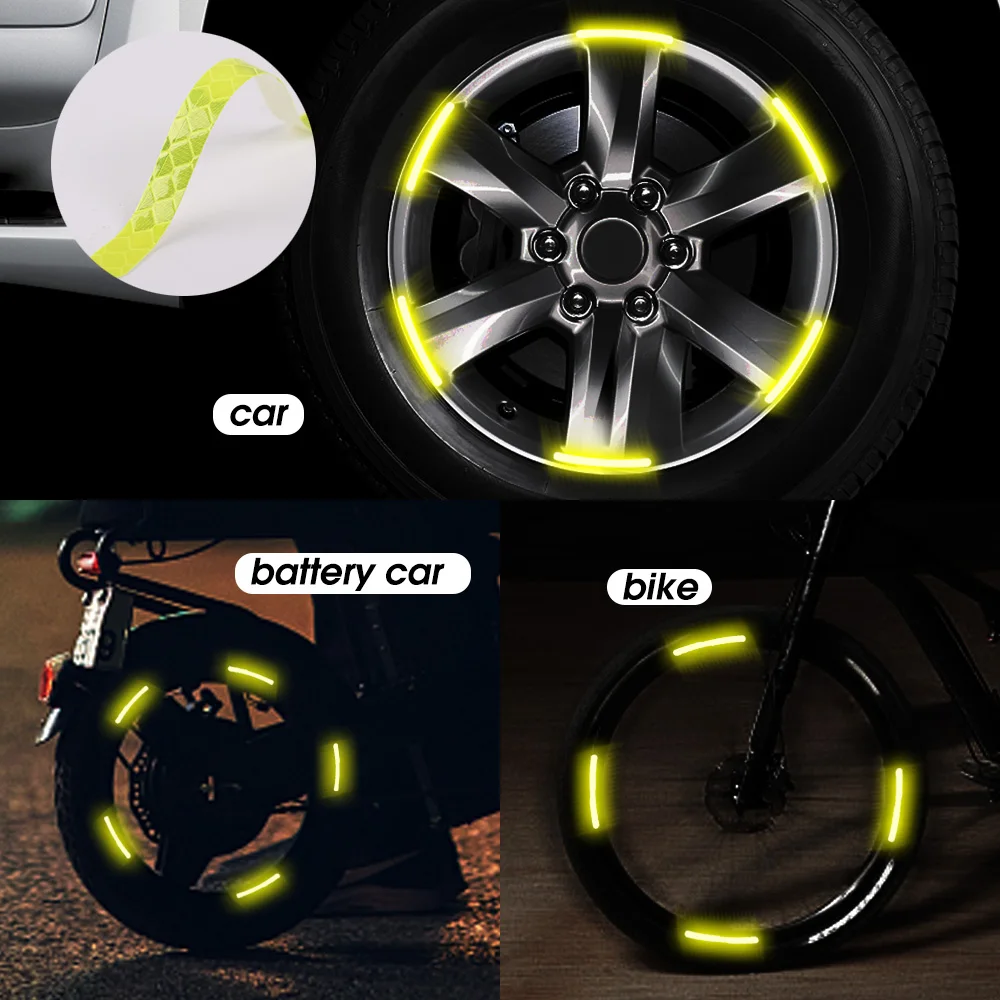 Lốp Xe Ô Tô Viền Miếng Dán Ô Tô Phản Quang Dán Đường Bộ An Toàn Dạ Quang Sọc Bánh Xe Trung Tâm Trang Trí Cho Xe Xe Đạp Xe Máy