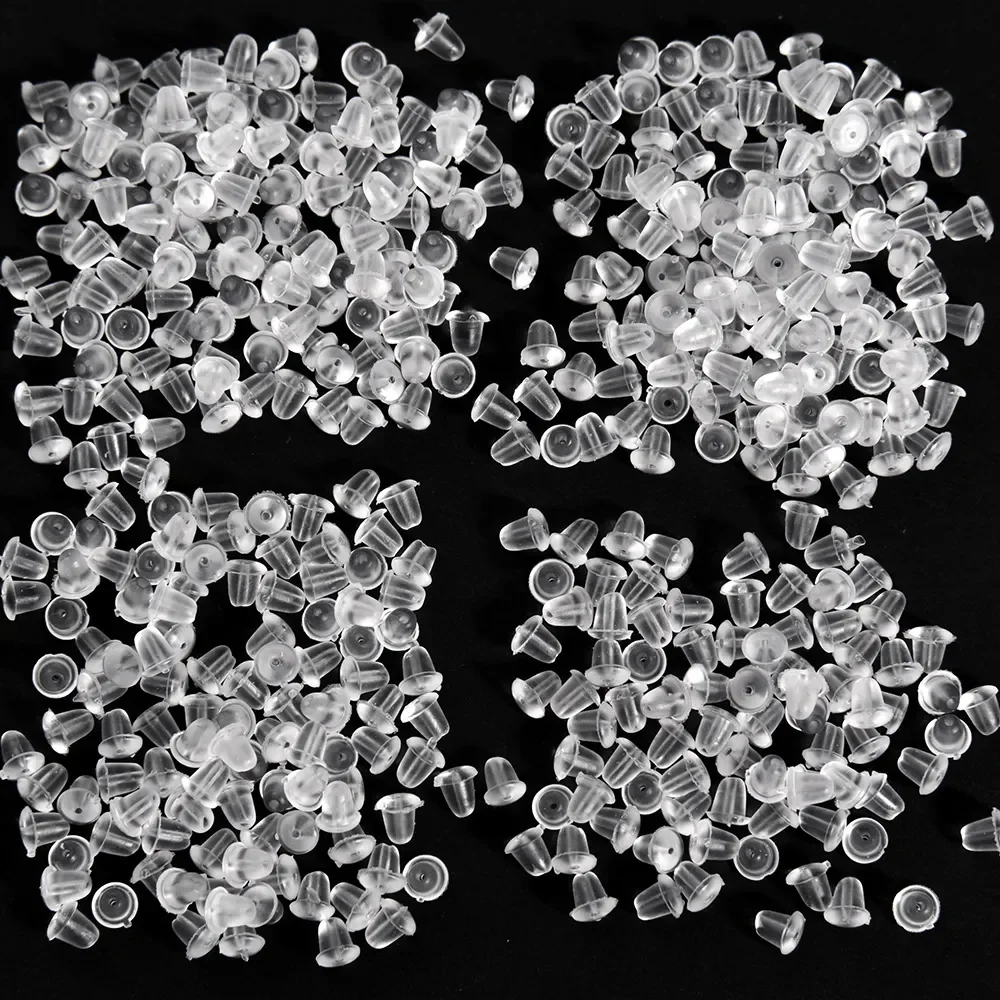 Transparent Earring Clasp with Box Silicone Rubber Ear Stopper Plugging Earring Back Ear Studs DIY Part Jewelry Findings Making