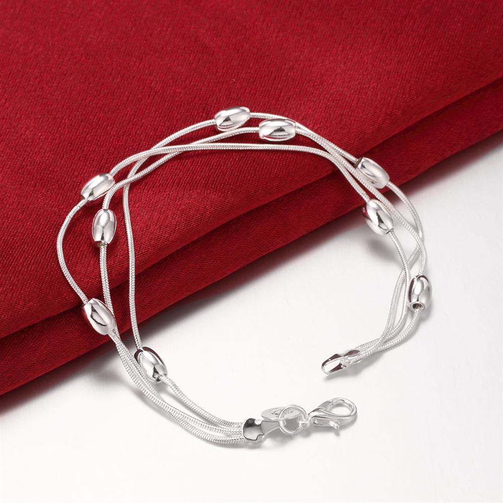 Conjunto de joyería para mujer, pulseras de cadena con cuentas ovaladas con flecos de Plata de Ley 925, collar, accesorios de moda para fiesta y boda, regalos