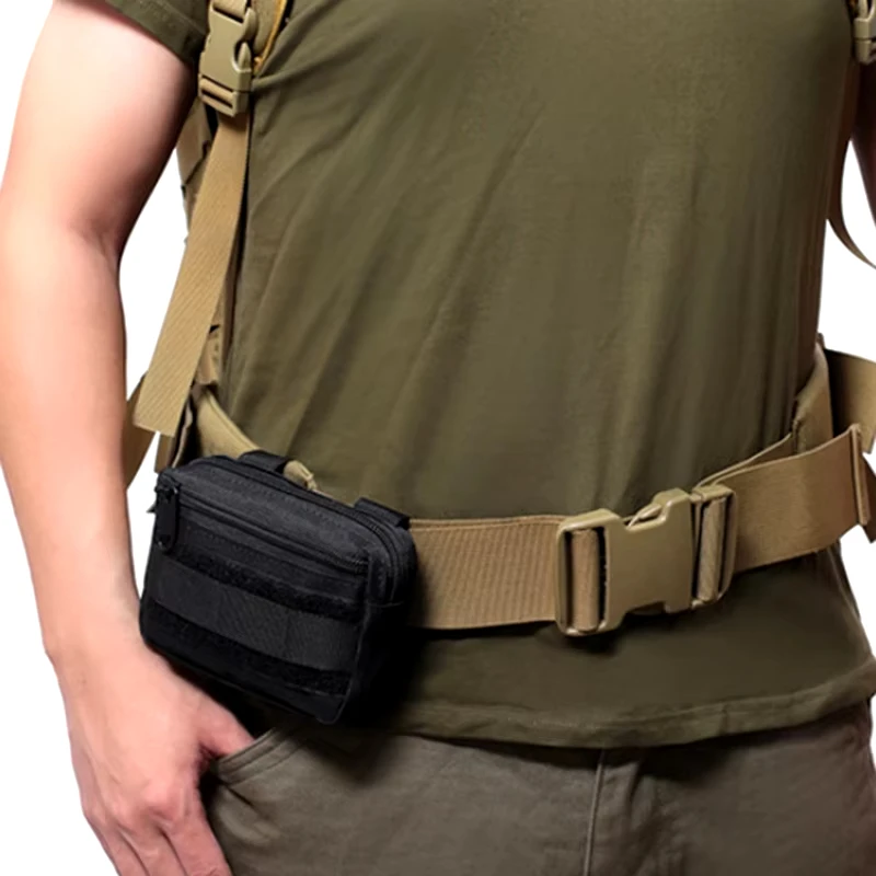 Double Layer Military EDC Pack Men Tactical Molle Waist Belt Oxford Hip Pouch Fanny Pack Camping Hunting Accessories Utility Bag