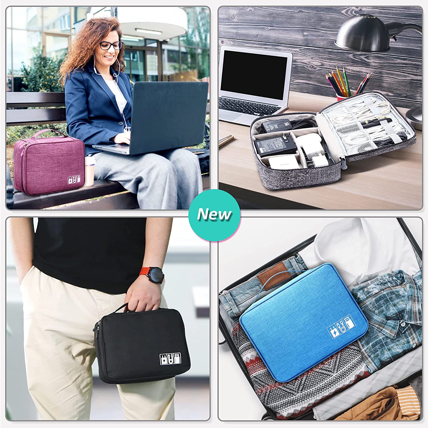 Bolsa de armazenamento de cabos portátil, à prova d'água, organizador eletrônico digital, carregador de linha de dados usb, bolsa de armazenamento, organizador de cabos de viagem