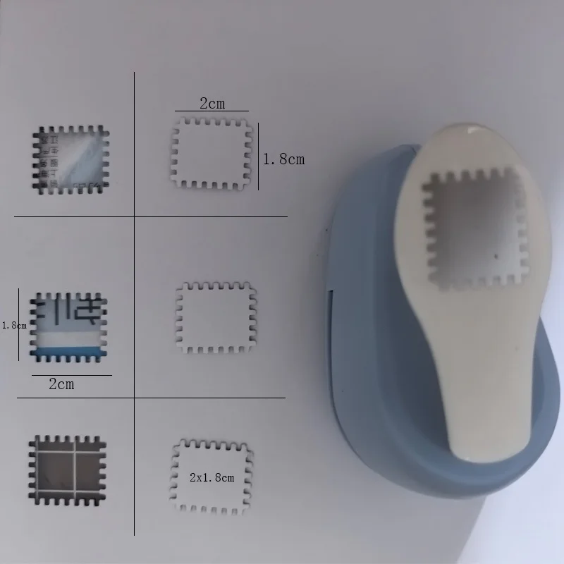New 2x1.8cm Stamp shape Craft Punch Embossing Machine Round Hole Punch Toothed Puncher Embosser
