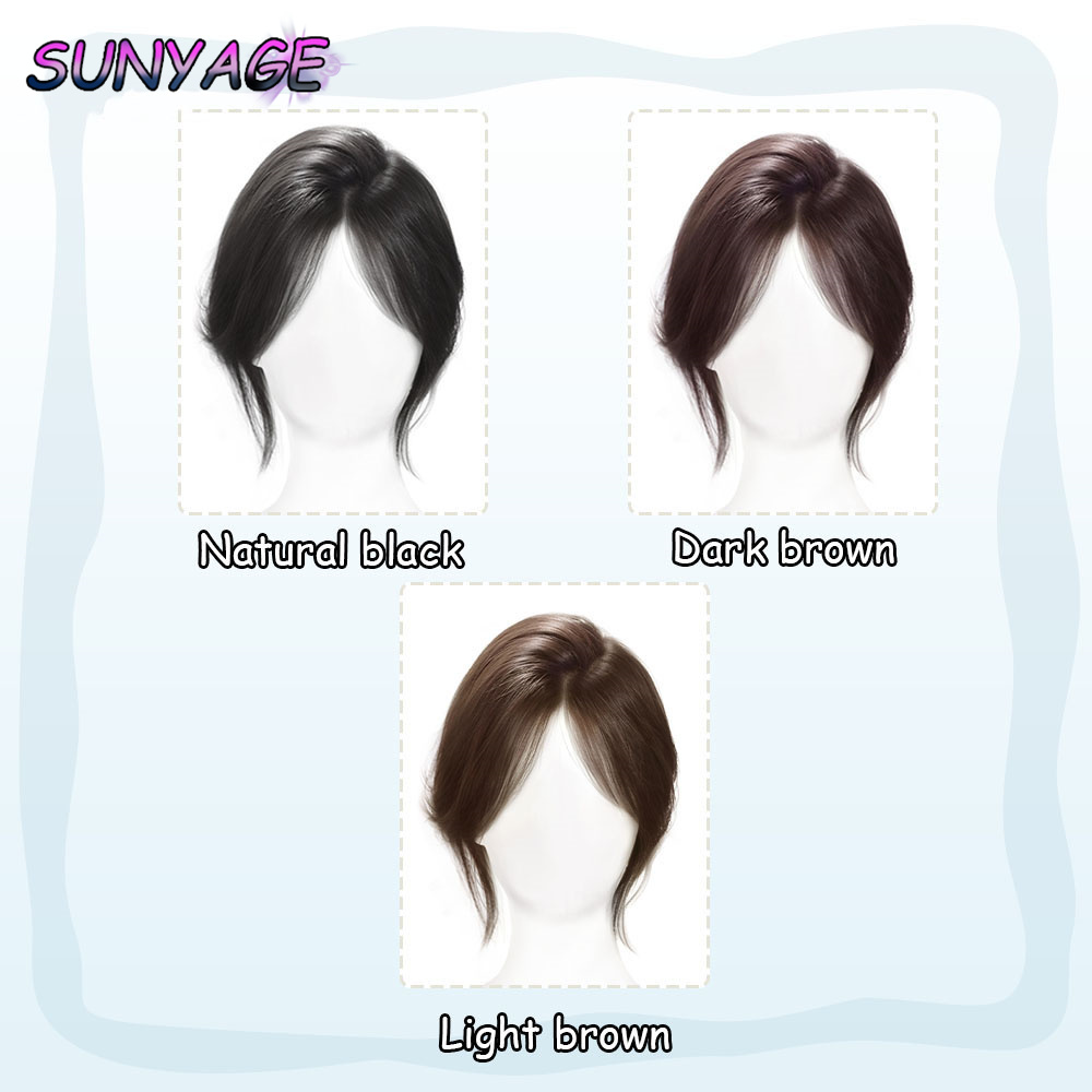 Sunyage peruca sintética com franja de oito caracteres para mulheres na parte superior da cabeça para cobrir cabelo branco e em franja completa