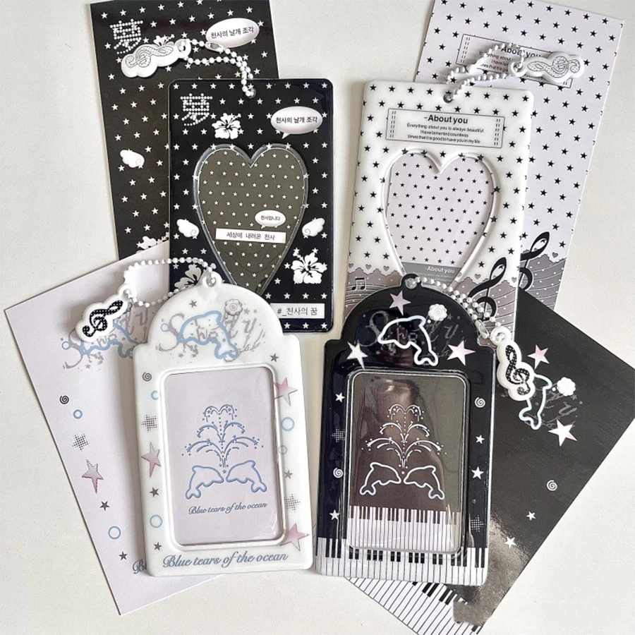 Kpop Photocard Holder Y2K PhotoCard Holder Kpop Charm Holders Kawaii Photo Card Keychain ID Bus Card Holders