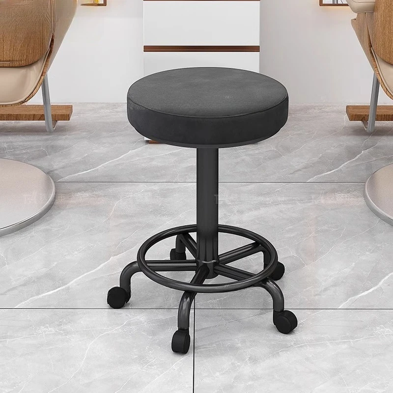 Modern Simple Beauty Stool Professional Swivel Barber Stool Adjustable Height Salon Seat with Wheels 360° Rotating Makeup Chair