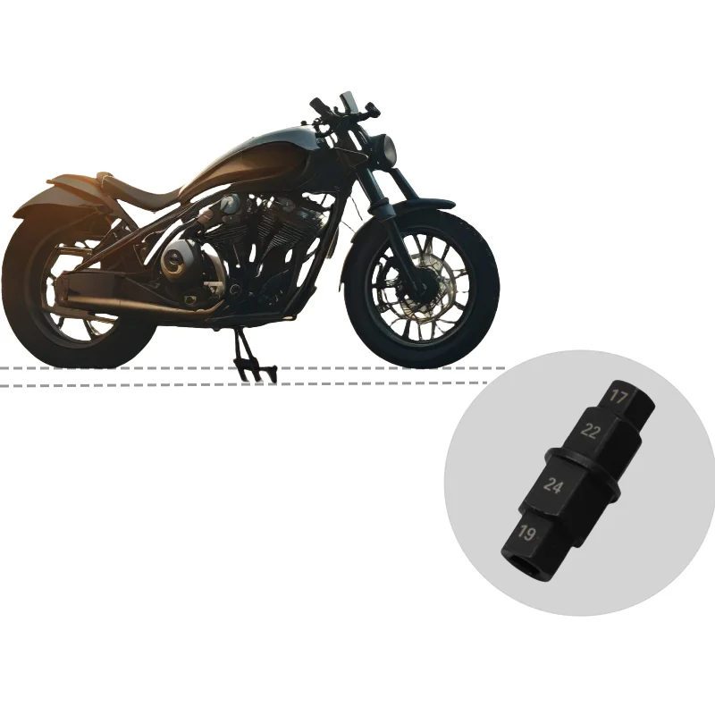 Kit de ferramentas para reparo de motocicleta, eixo hexagonal 4 em 1, resistente, 3/8 ", aço cr-v antiferrugem para soquetes 17/19/22/24mm, moto profissional