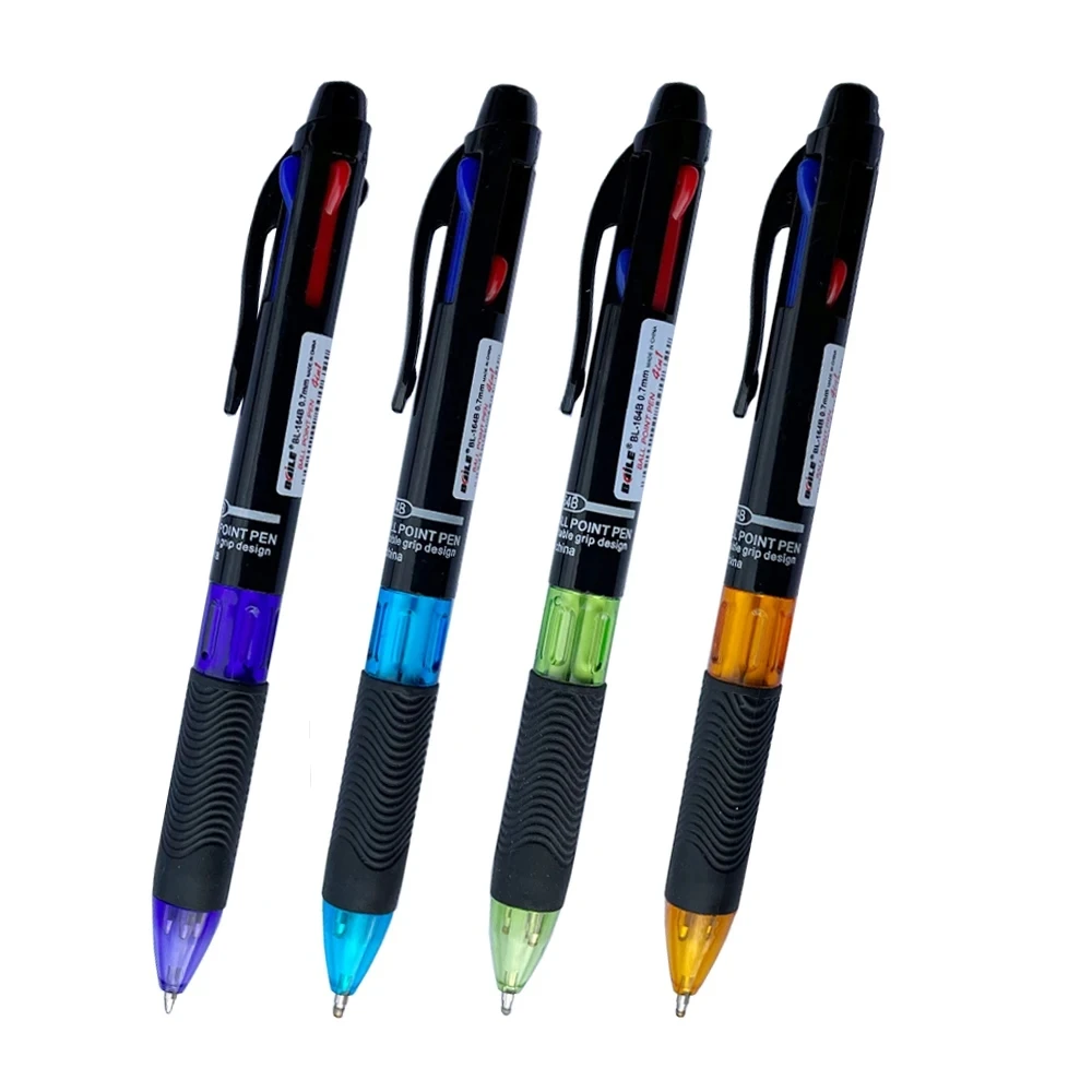 4 ชิ้น/เซ็ต Creative 4 in 1 หลายสีปากกาลูกลื่น 0.7 มม.สีดําสีฟ้าสีแดงสีเขียวปากกาสํานักงานโรงเรียนปากกาเครื่องหมายเครื่องเขียนน่ารัก