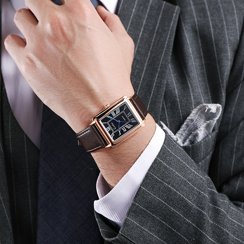 Reloj de pulsera de cuarzo para hombre de moda con correa de cuero