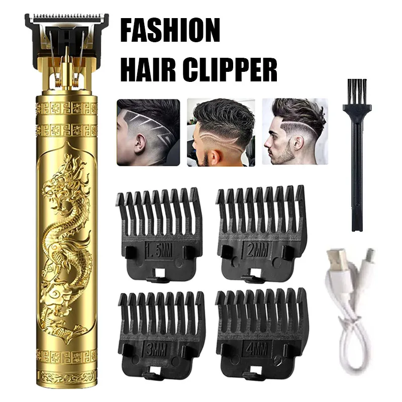 Cortadora de pelo Vintage portátil T9, cortadora de peluquero inalámbrica con carga rápida USB para hombres, Máquina para cortar cabello y cuidado de barba