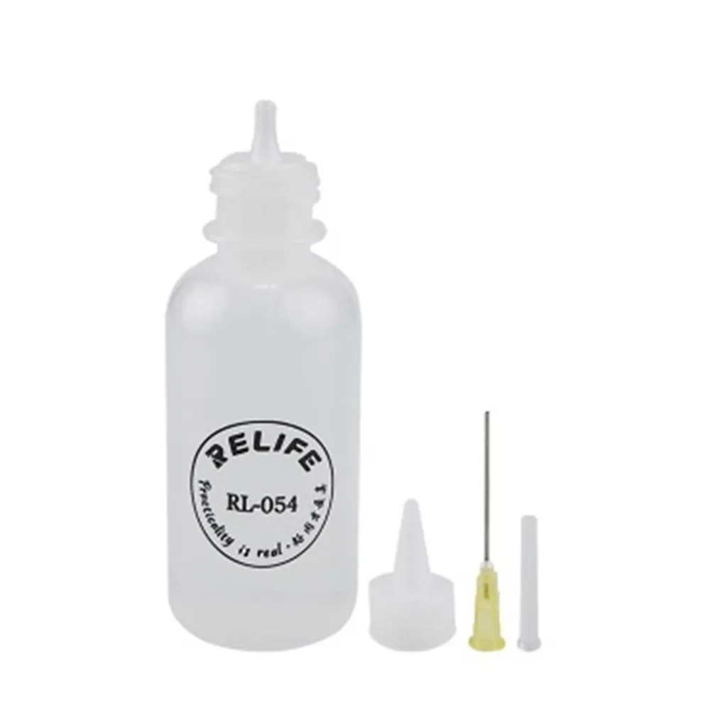 Relife RL-054 Solder Flux Paste Resin Tools Empty 50ML Liquid Plastic Alcohol Bottle Perfume Bottle with Needle Tip Repair