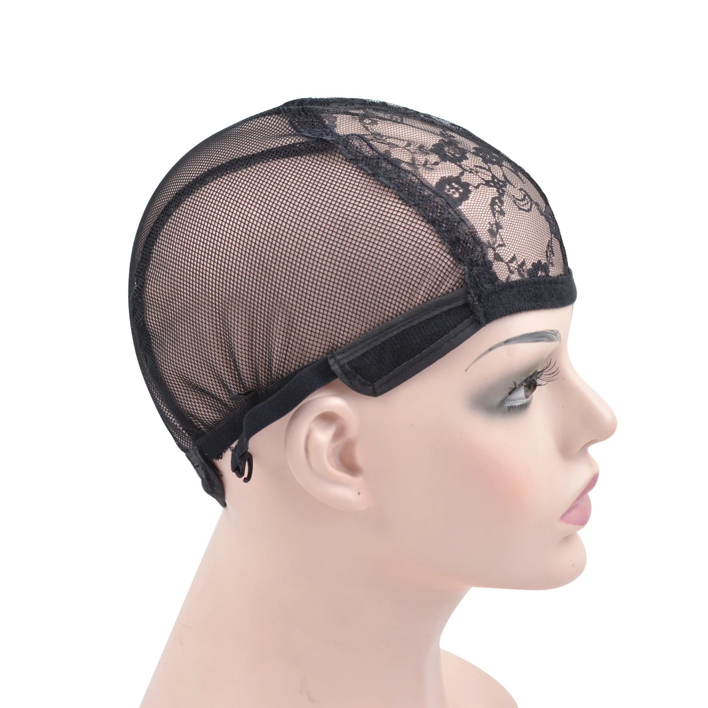 1Pc Lace Wig Caps with Adjustable Straps to Hold Wigs in Place Black Dome Wig Cap Elastic Hair Net for Wig Making