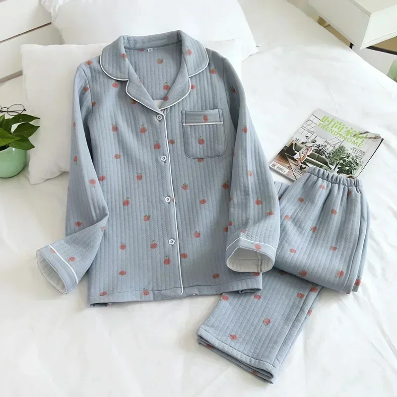 Japanische neue stil herbst und winter mit langen ärmeln hosen, reine baumwolle luft baumwolle, warme damen pyjamas, home service nachtwäsche