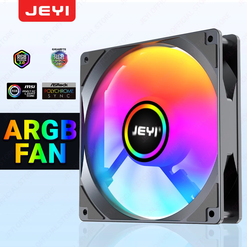 JEYI 120 mm PC-ARGB-Lüfter AURA SYNC RGB-Computerlüfter Ultra Silent Heatsink Ventilador mit 4PIN PWM und 5V 3PIN ARGB-Anschluss