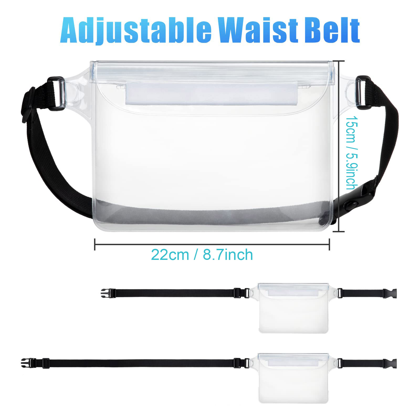 Bolsa impermeable para teléfono con correa de cintura ajustable, bolsa seca para mantener los objetos de valor del teléfono seguro para playa, natación, kayak, canotaje, pesca