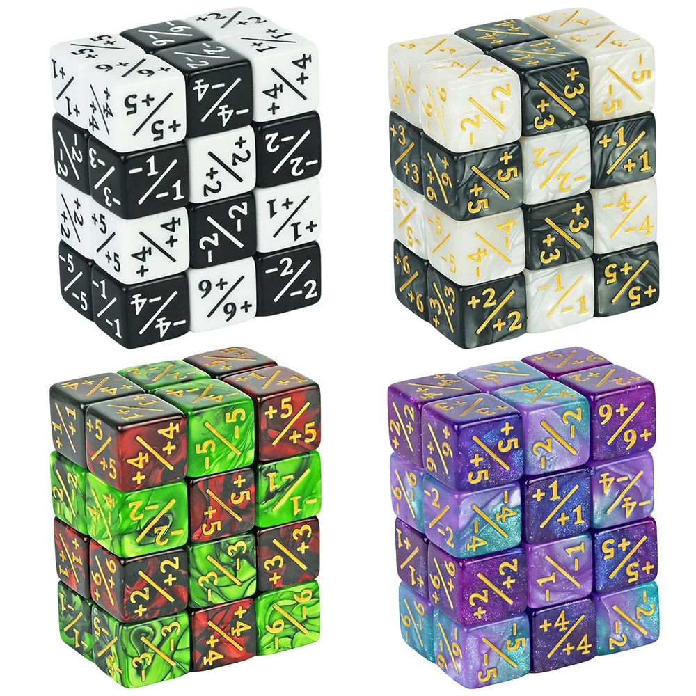 Conjunto de dados de seis lados, contadores d6 + 1/ + 1 e -1/-1 conjunto para ensino de matemática, brinquedos aritméticos infantis, acessórios de jogo de cartas com 10 peças