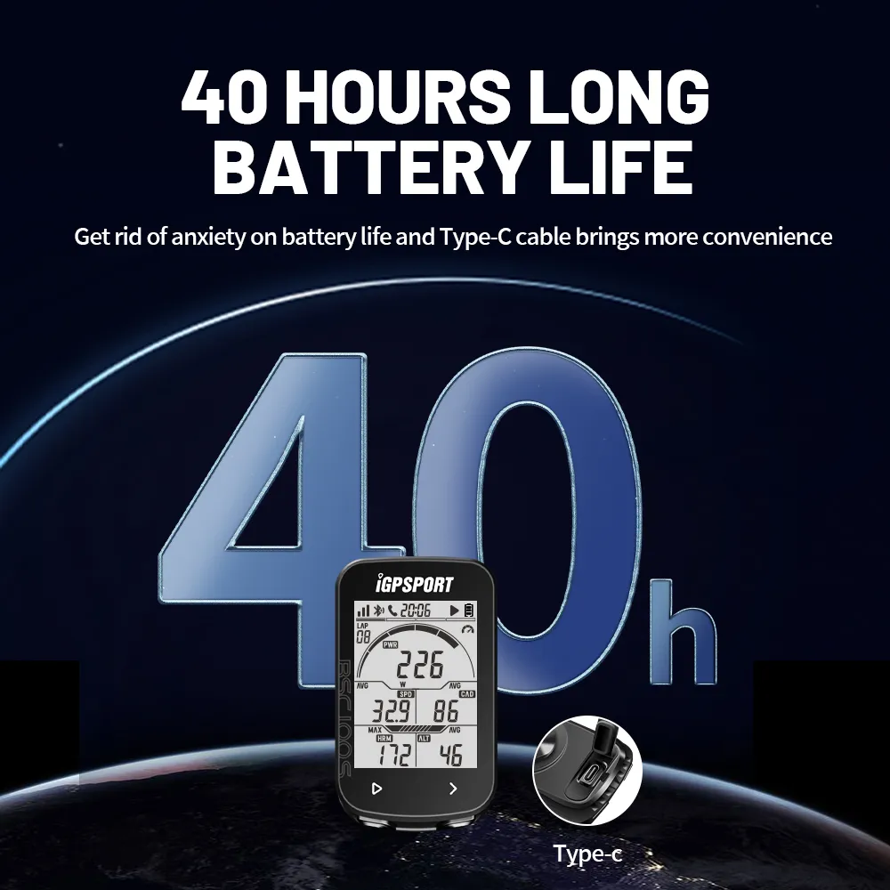 IGPSPORT BCS100S Bike Computer BLE ANT+ 2.6 Inch IPX7 Type-C 40H Battery Life Auto Backlight GNSS Stopwatch IGS Bicycle Computer