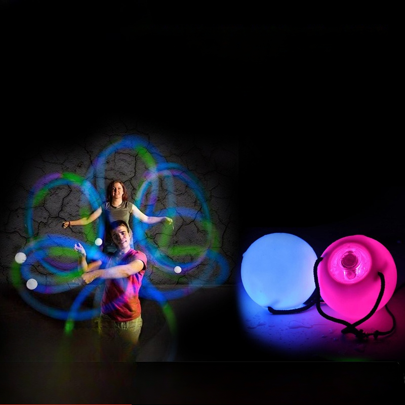 Ruoru 2 шт. = 1 пара светодиодных мячей POI, аксессуары для танца живота, RGB, метательный мяч, реквизит для выступлений на сцене для детей и взрослых