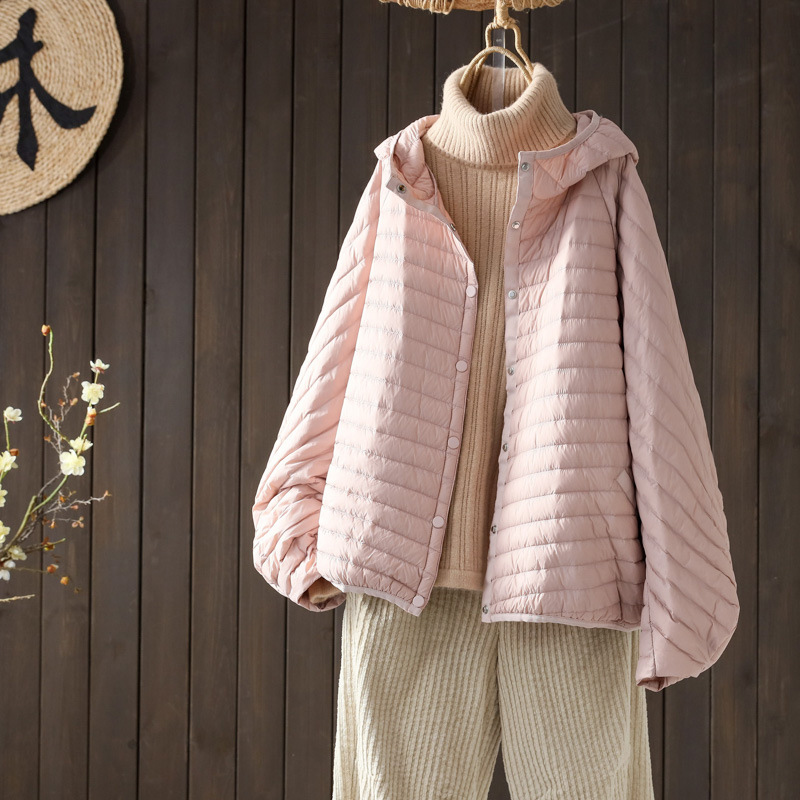 Schinteon Vrouwen Ultralight Witte Eend Donsjack met Capuchon Over Size Losse Casual Herfst Winter Uitloper Jas 2023 Nieuw