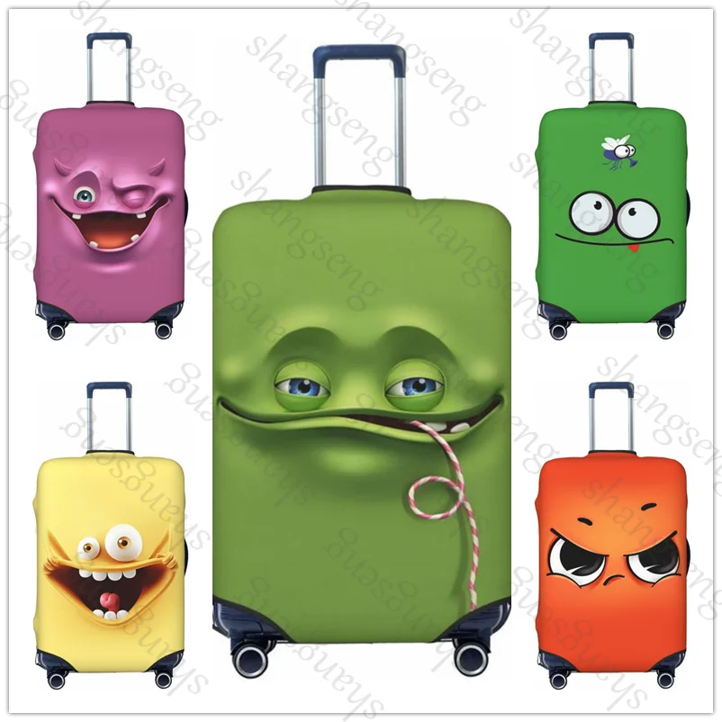 Expressão engraçada grosso elástico bagagem capa protetora com zíper terno para saco mala cobre carrinho capa de viagem