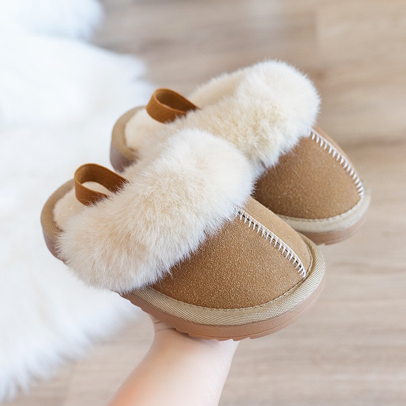 Kind Casual Britannien Stil Klassische Hausschuhe für Jungen Einfarbig Nähen Plüsch Warme Winter Kinder Mode Mädchen Baumwolle Schuhe Neue