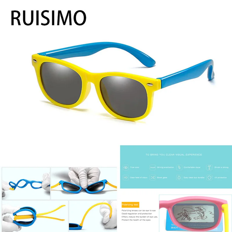 RUISIMO, gafas de sol polarizadas para niños TR90, gafas de sol para niños y niñas, gafas de seguridad de silicona, regalo para niños, gafas UV400 para bebés