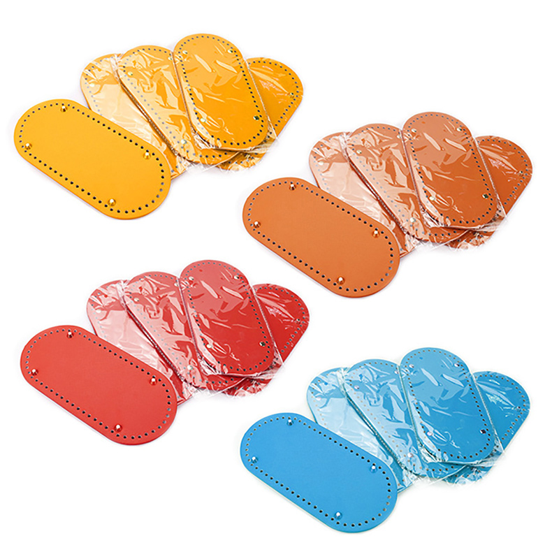 30*10cm Handmade Oval Bottom for Knitted Bag PU Leather Wear-Resistant Accessories Bottom with Holes Diy Crochet Bag Bottom