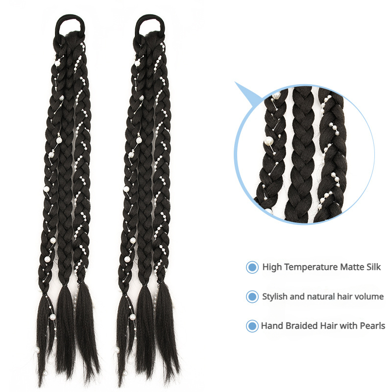 Peluca trenzada hecha a mano con forma de espina de pescado para mujer, coleta alta, accesorios para el cabello, uso diario