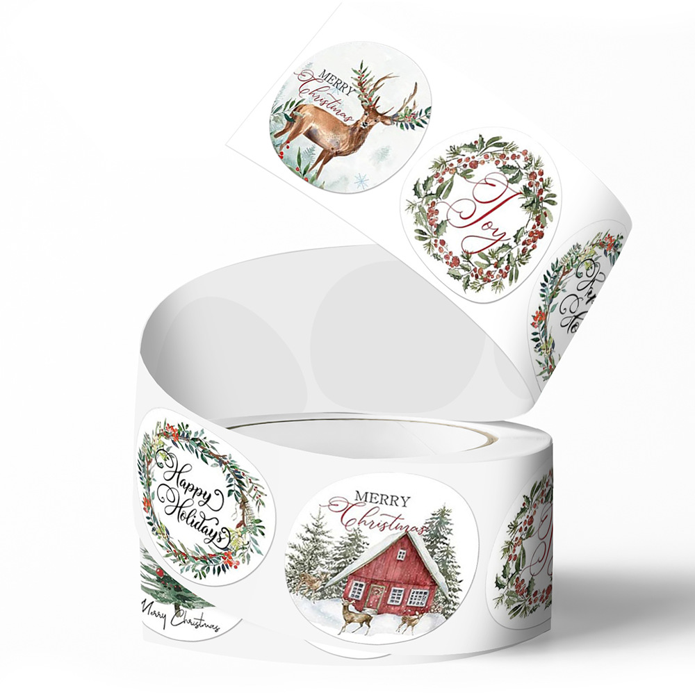 500 pçs 1 polegada adesivos de natal para envelope redondo feliz natal adesivos 8 projetos presente de natal decoração adesivos