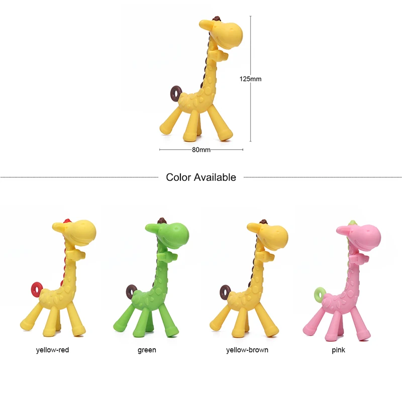 MAMIJOY 1 stks Siliconen Bijtringen Giraffe Cartoon Baby Ring Bijtring BPA Gratis Siliconen Chew Charms Baby Tandjes Tanden Gift Speelgoed