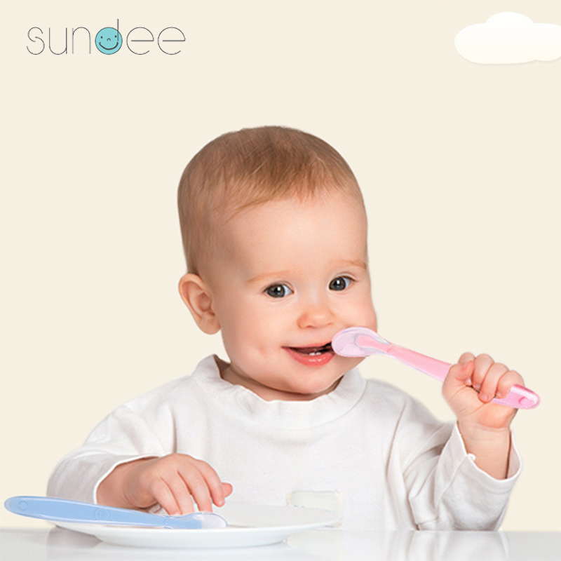 10 pçs colher de alimentação do bebê colheres de silicone macio colher de treinamento para crianças crianças bebês sensor de temperatura alimentador de alimentação talheres