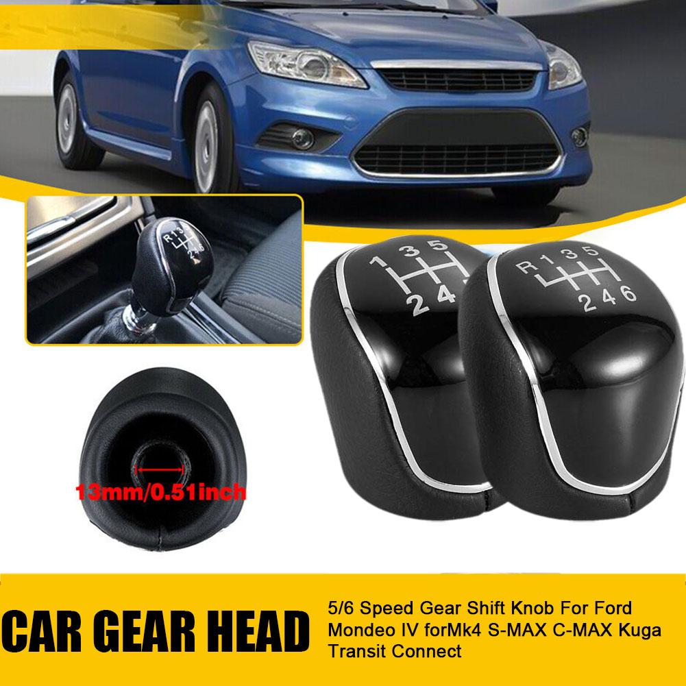 Gałka dźwigni zmiany biegów 5/6 prędkości do FORD Mondeo Mk4 S-Max C-Max Focus Mk2 Kuga Skórzana dźwignia zmiany biegów Ramię Headball Akcesoria samochodowe