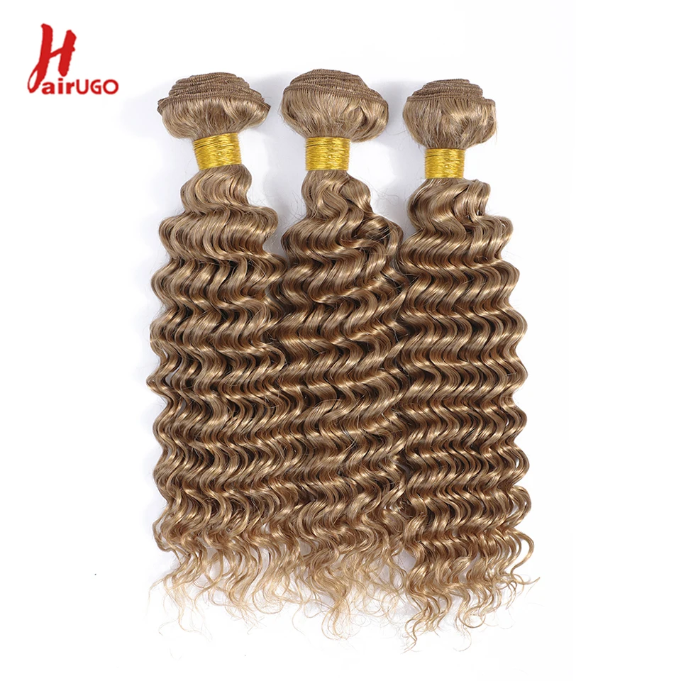 HairUGo 27 # Tóc Vàng Sâu Sóng Tóc Bó Peru 99J Remy Tóc Dệt 99J Màu 1/3/4 Sâu sóng Tóc Phần Mở Rộng