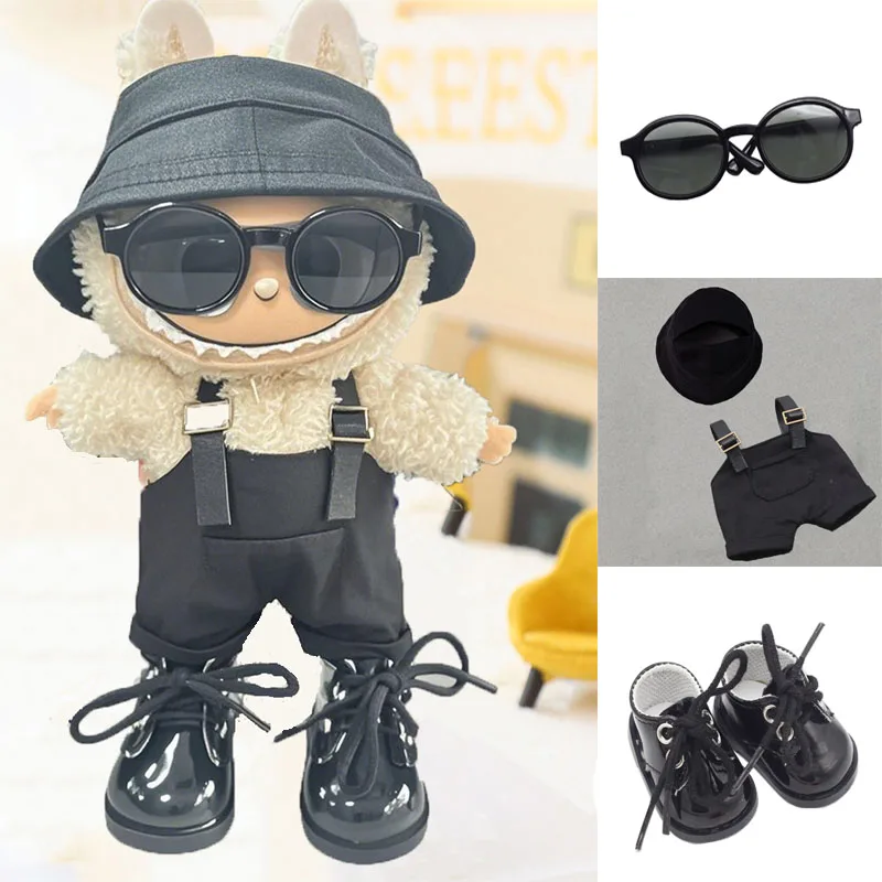 17cm Mini Ubranka dla Lalek Akcesoria Koreański Kpop Exo Labubu Idol V1 V2 Pasiasty sweter ogrodniczki okulary kapelusz Odzież