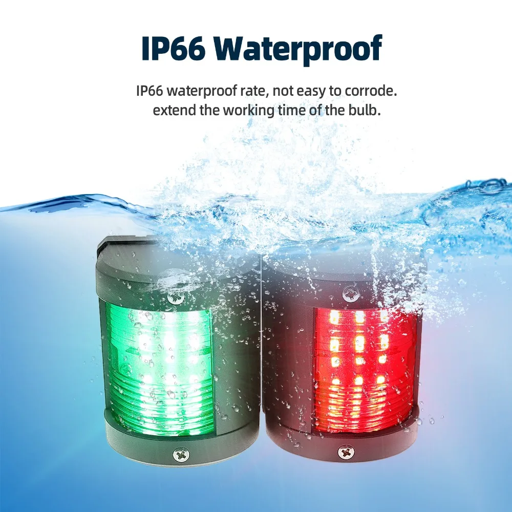 1PC Marine Navigation Signal Lights Red/Green LED Anchor Warning Light IP66 Waterproof Sailing Lamp for Boat Styling 12V 24V