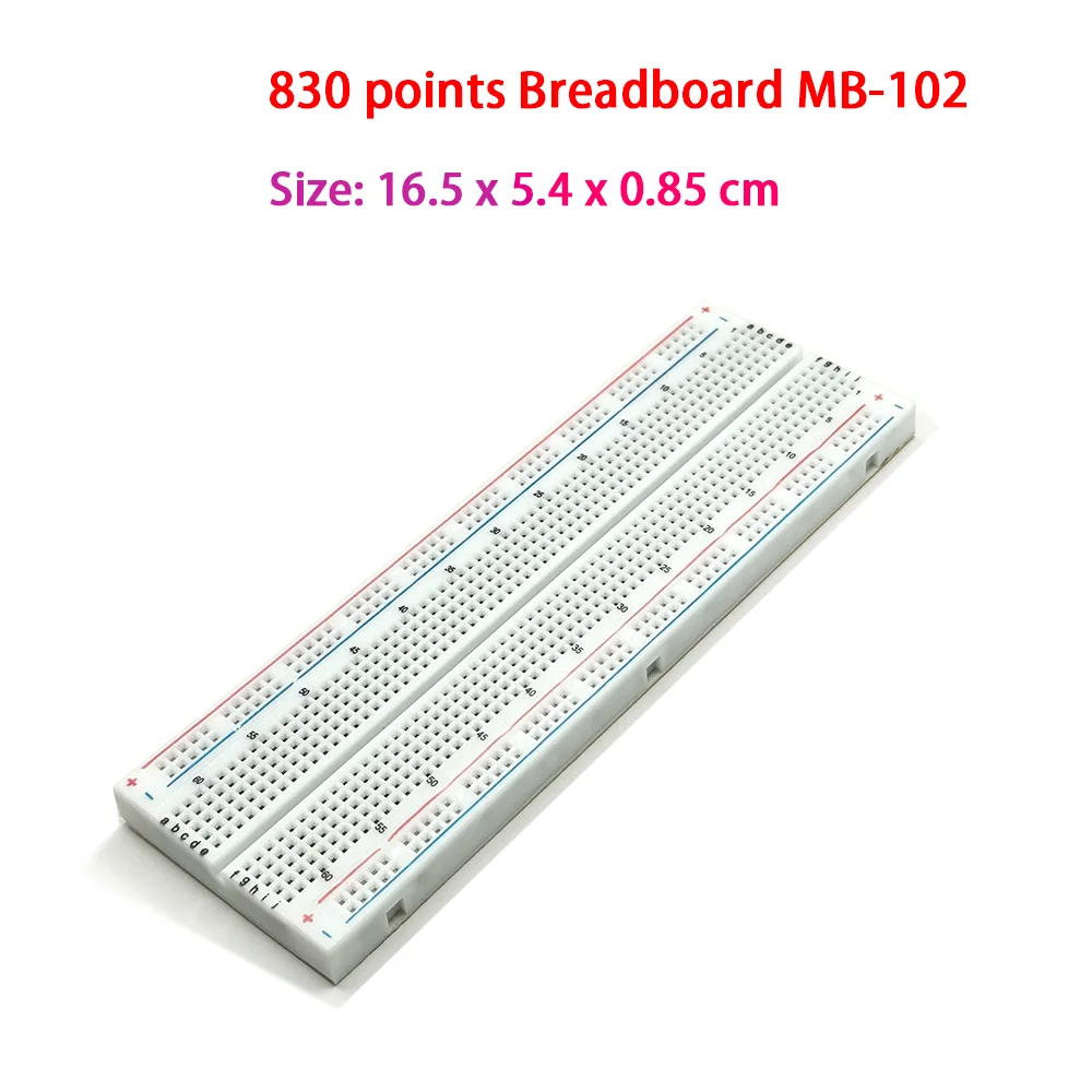 MB102 Placa de pruebas sin soldadura 830 orificios de enchufe placas de prueba de circuito de prototipos versátiles para bricolaje MB-102